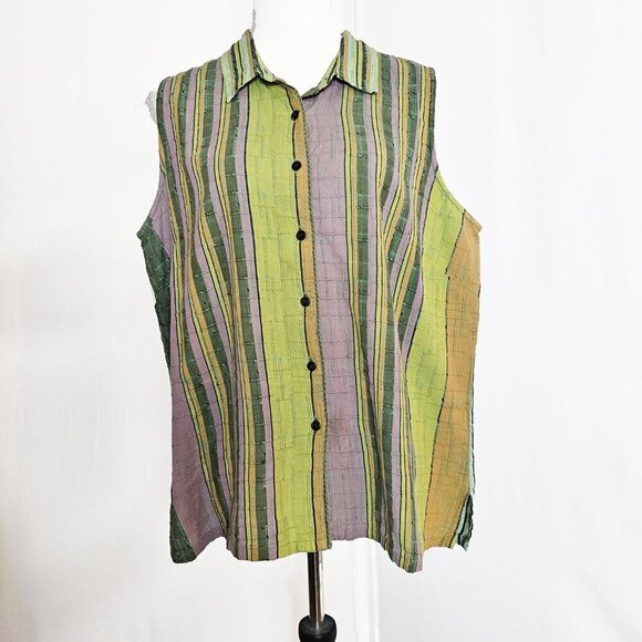 The Territory Ahead  Button Down Multi Color Tank Top - Picture 1 of 4